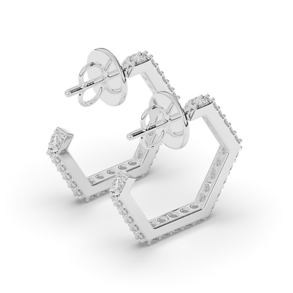Modern Hexa Lab-Grown Diamond Huggies and Hoops - Pear Jewels
