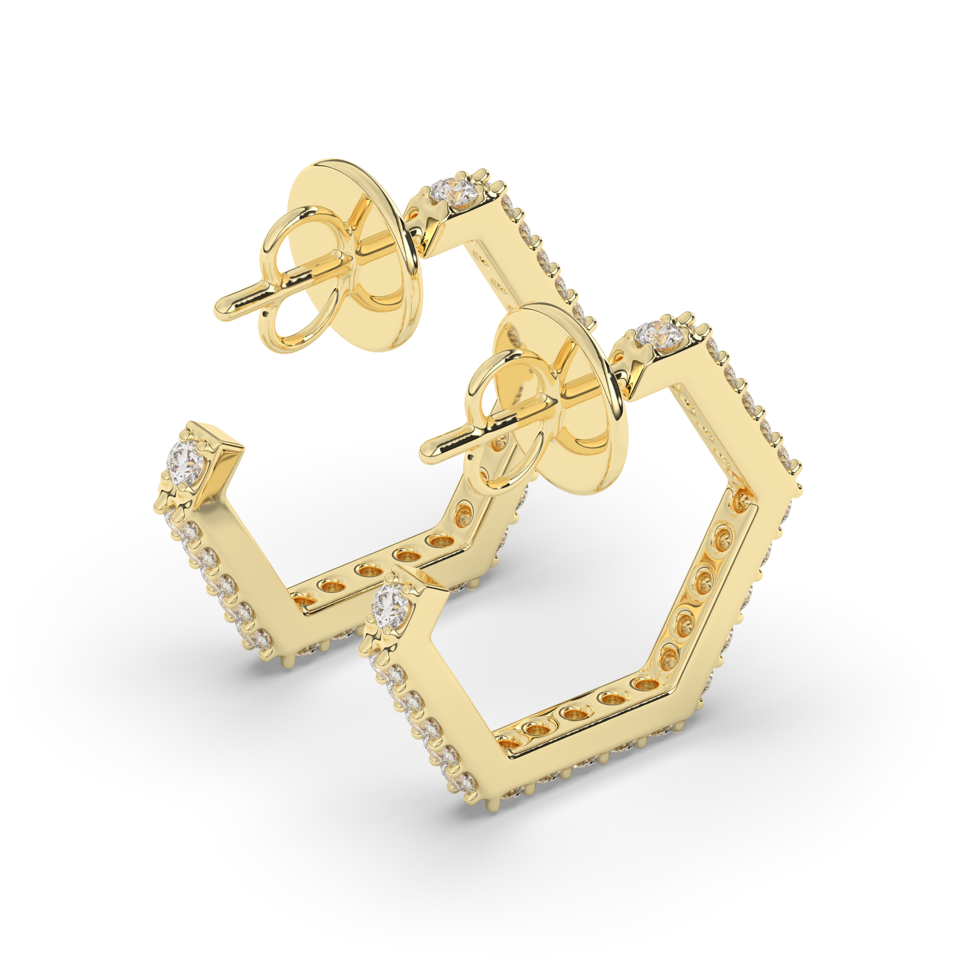 Modern Hexa Lab-Grown Diamond Huggies and Hoops - Pear Jewels