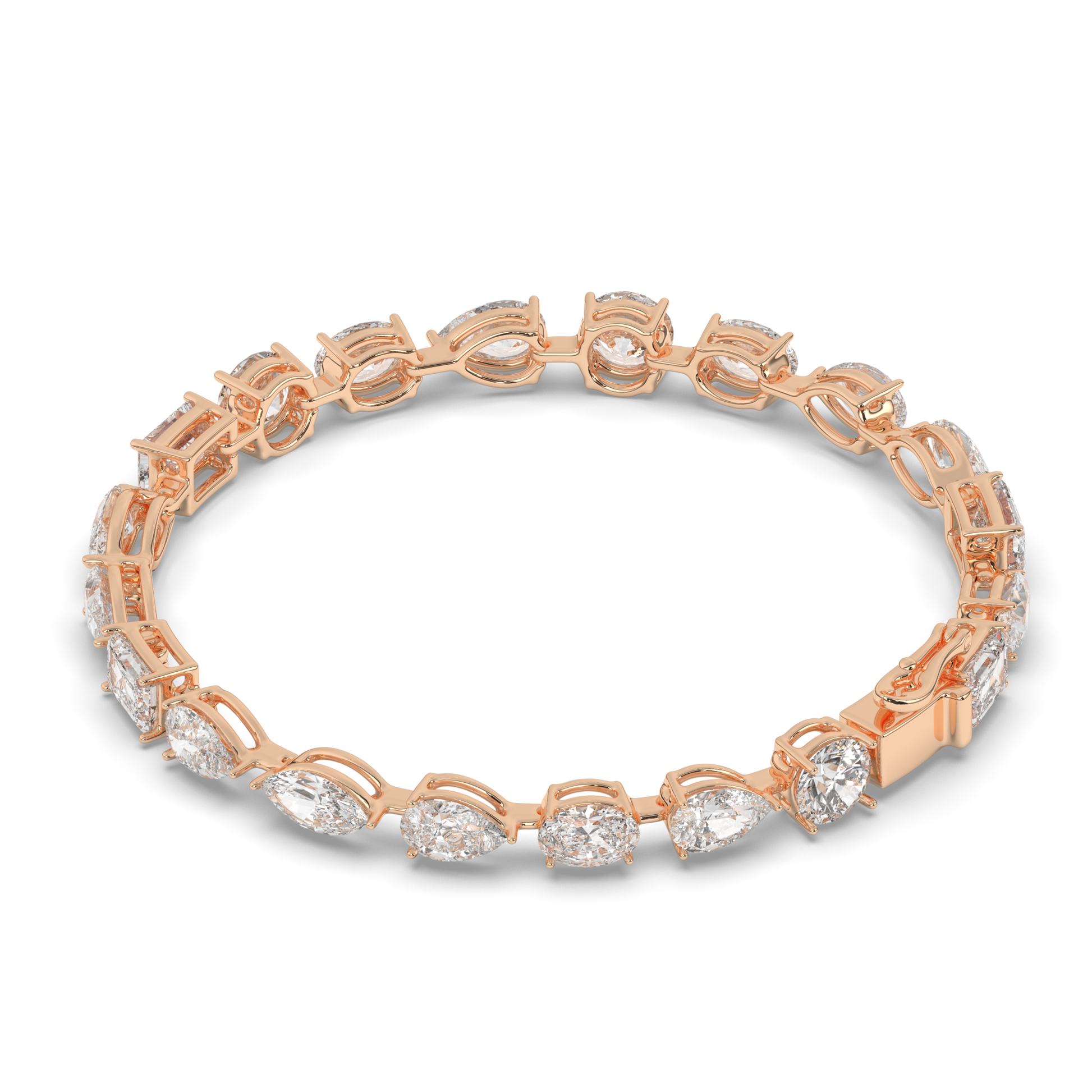 Multi-Cut Lab-grown Diamond Flexible Tennis Bracelet - Pear Jewels