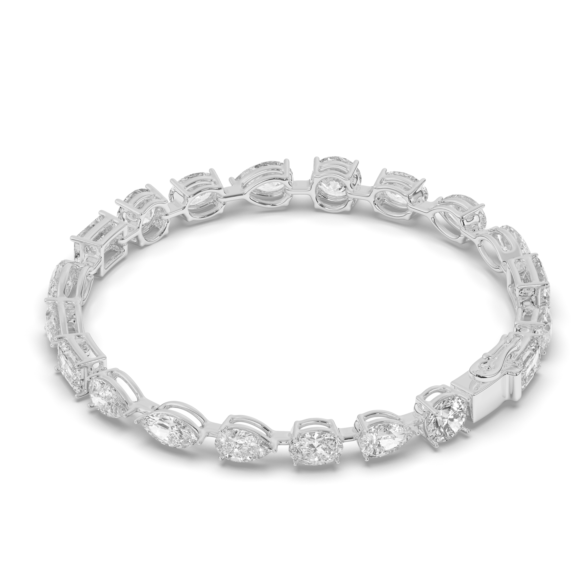 Multi-Cut Lab-grown Diamond Flexible Tennis Bracelet - Pear Jewels