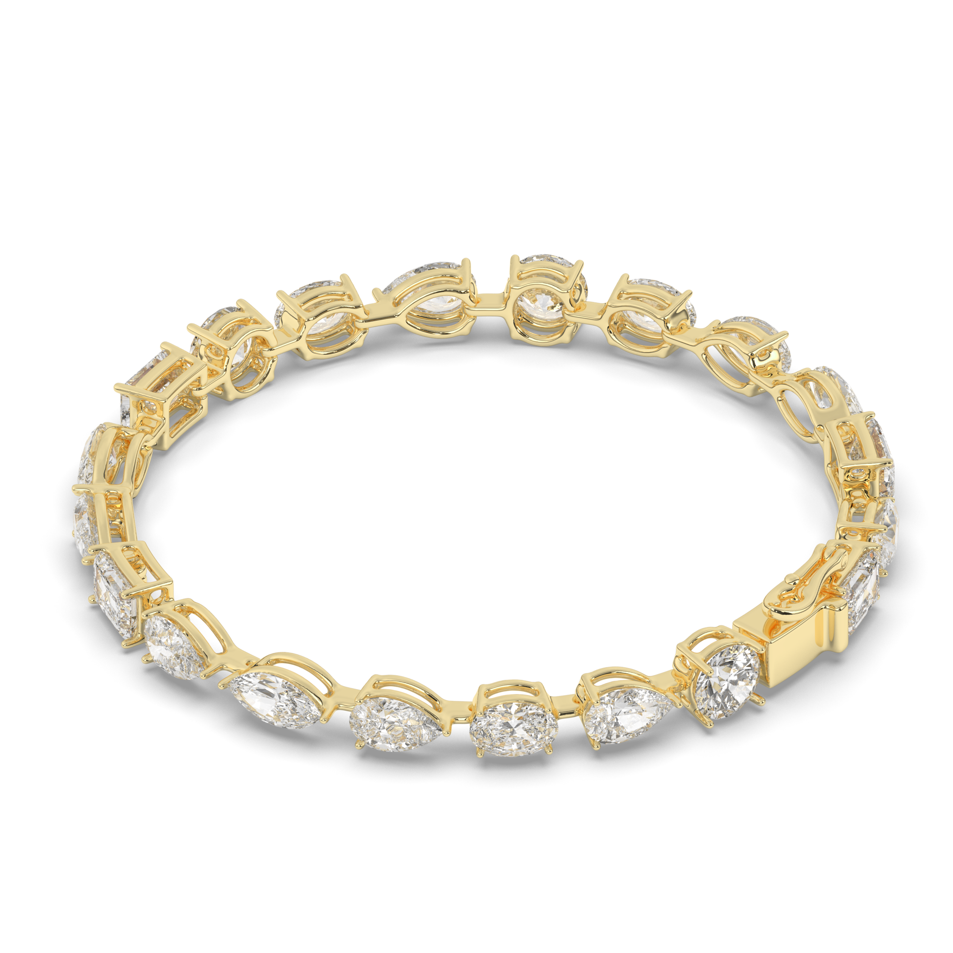 Multi-Cut Lab-grown Diamond Flexible Tennis Bracelet - Pear Jewels