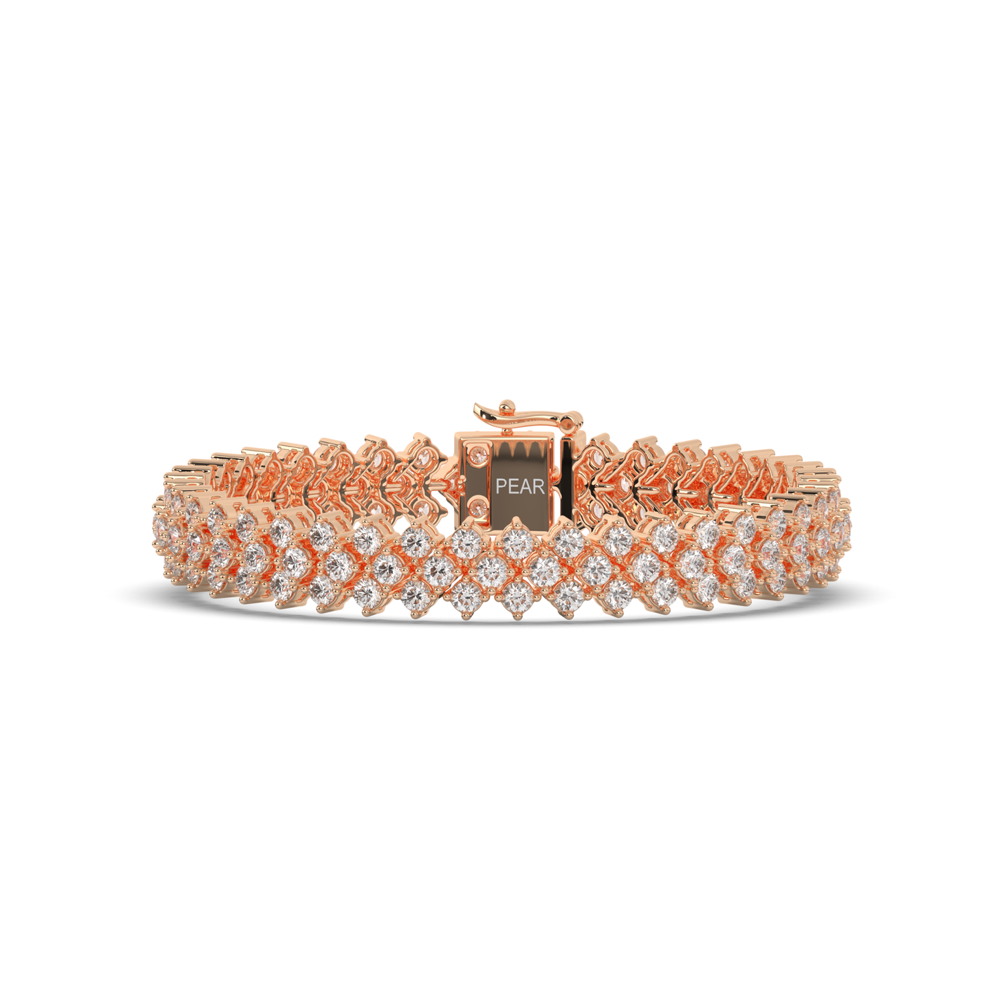 Multi-Row Sterling Tennis Bracelet with Lab-grown Round Diamonds - Pear Jewels