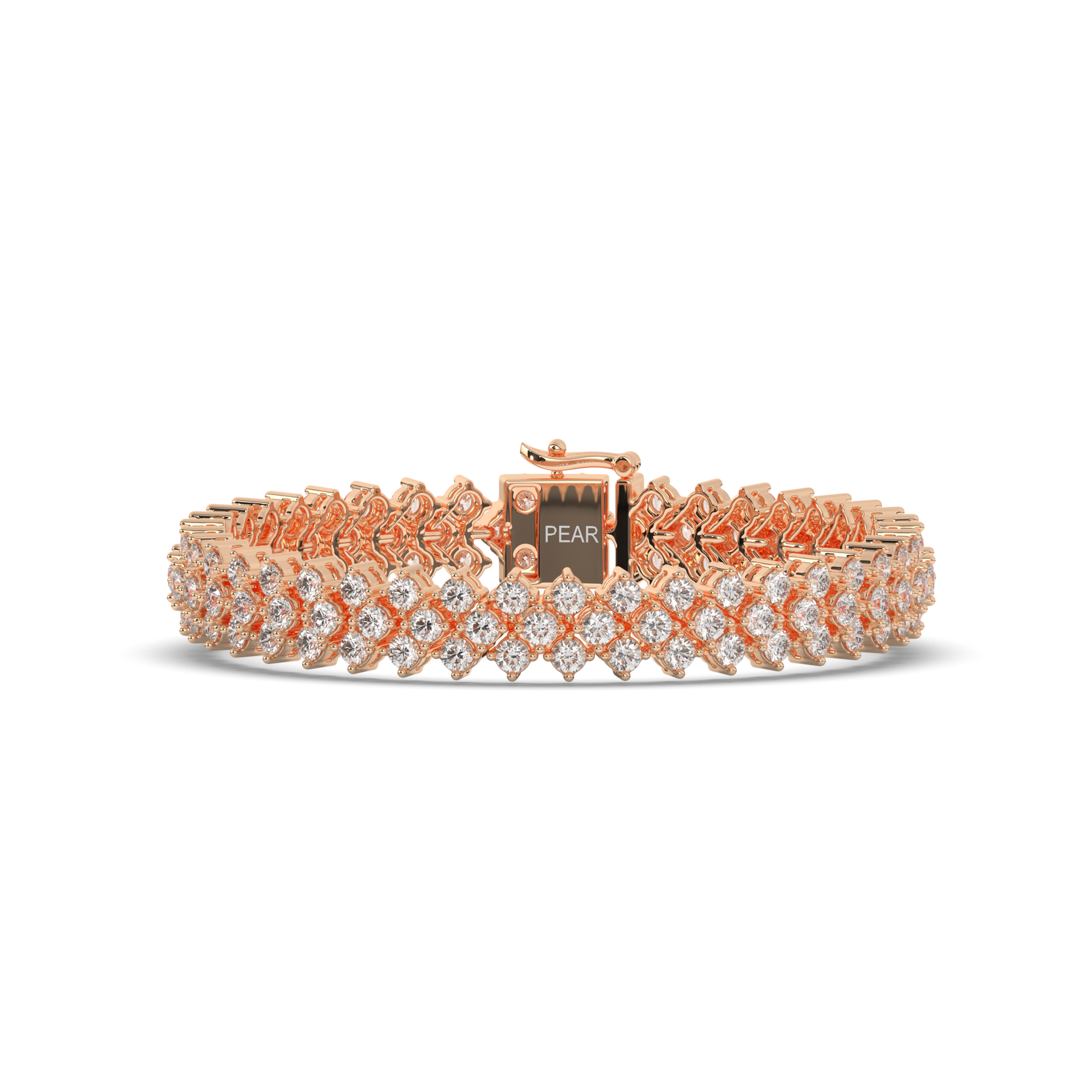 Multi-Row Sterling Tennis Bracelet with Lab-grown Round Diamonds - Pear Jewels