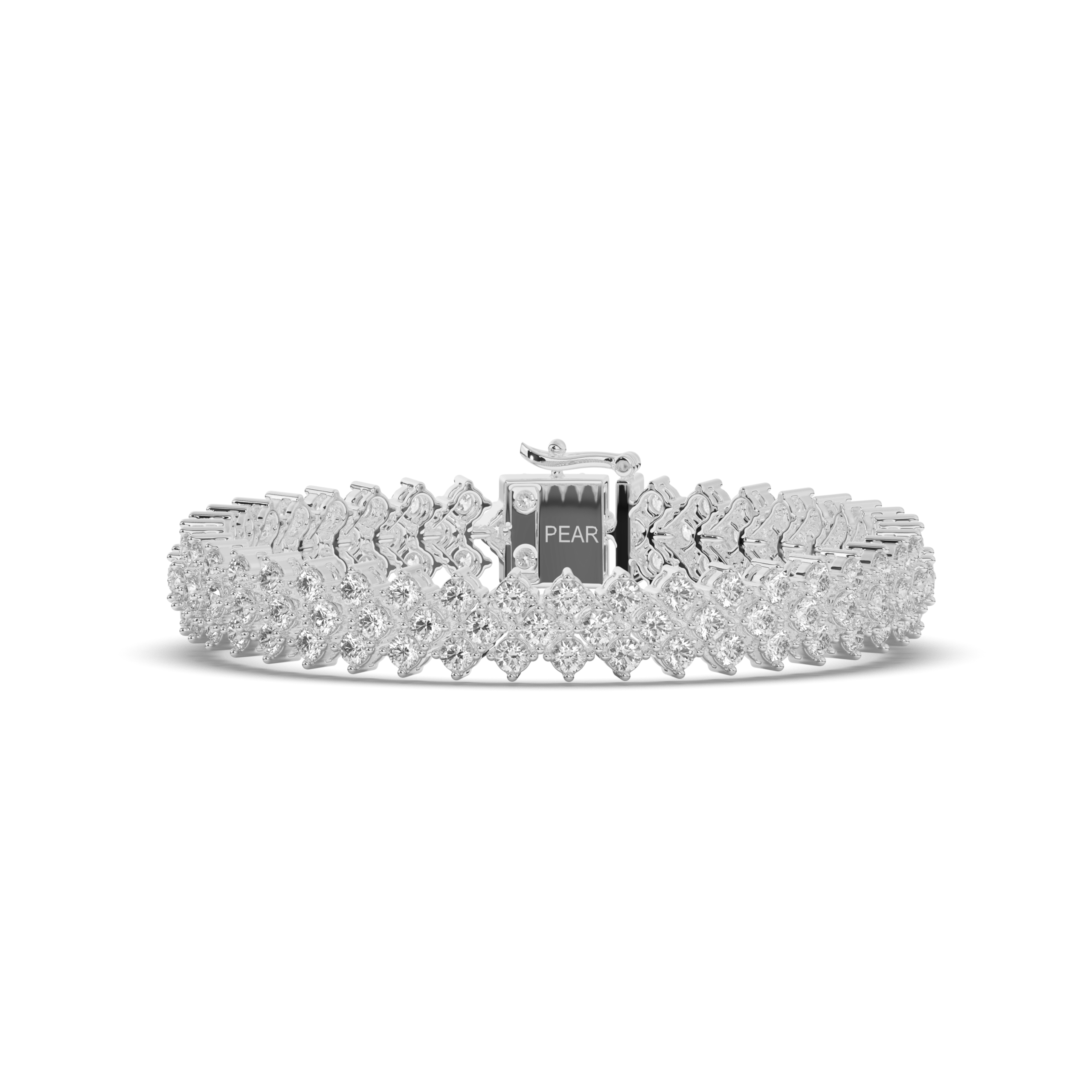 Multi-Row Sterling Tennis Bracelet with Lab-grown Round Diamonds - Pear Jewels