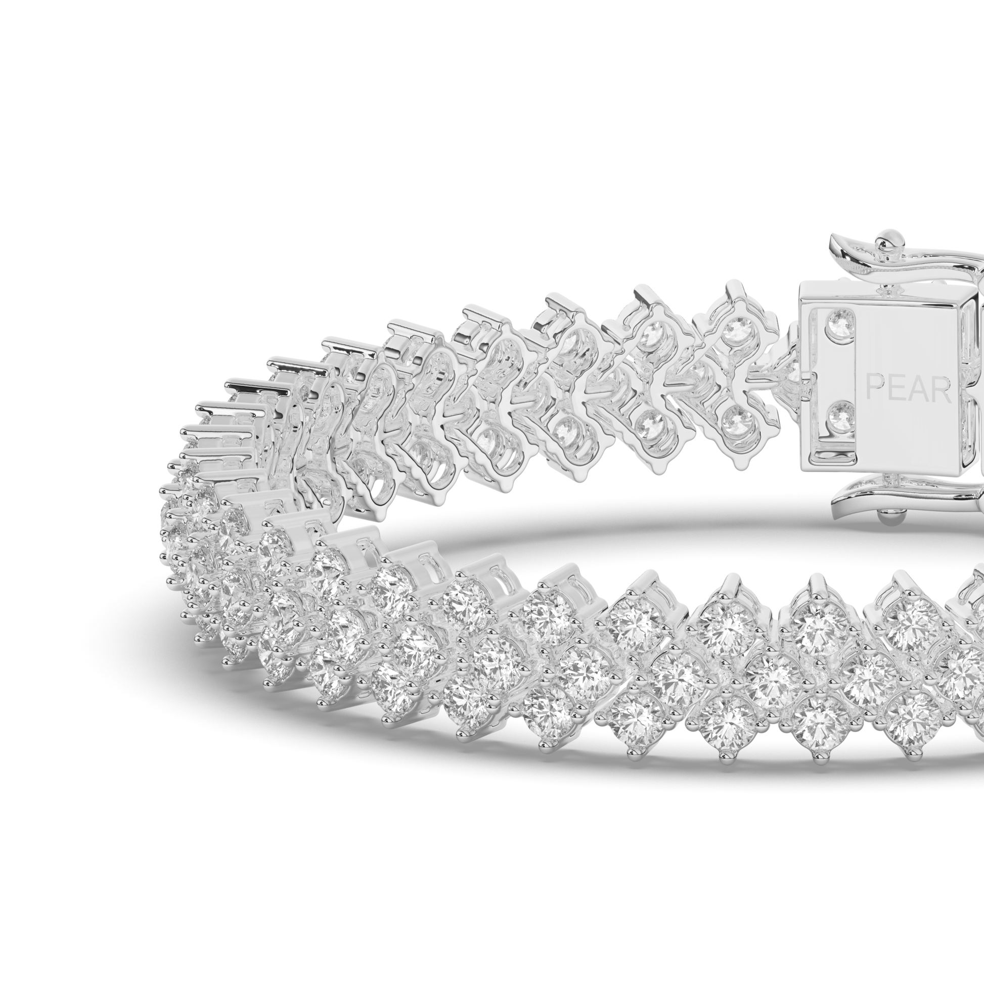 Multi-Row Sterling Tennis Bracelet with Lab-grown Round Diamonds - Pear Jewels