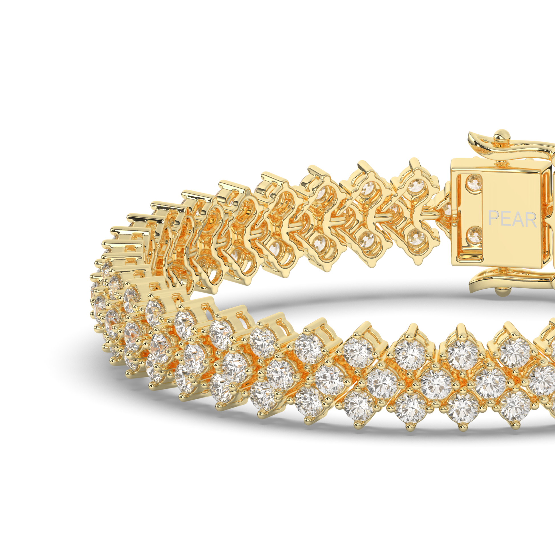 Multi-Row Sterling Tennis Bracelet with Lab-grown Round Diamonds - Pear Jewels