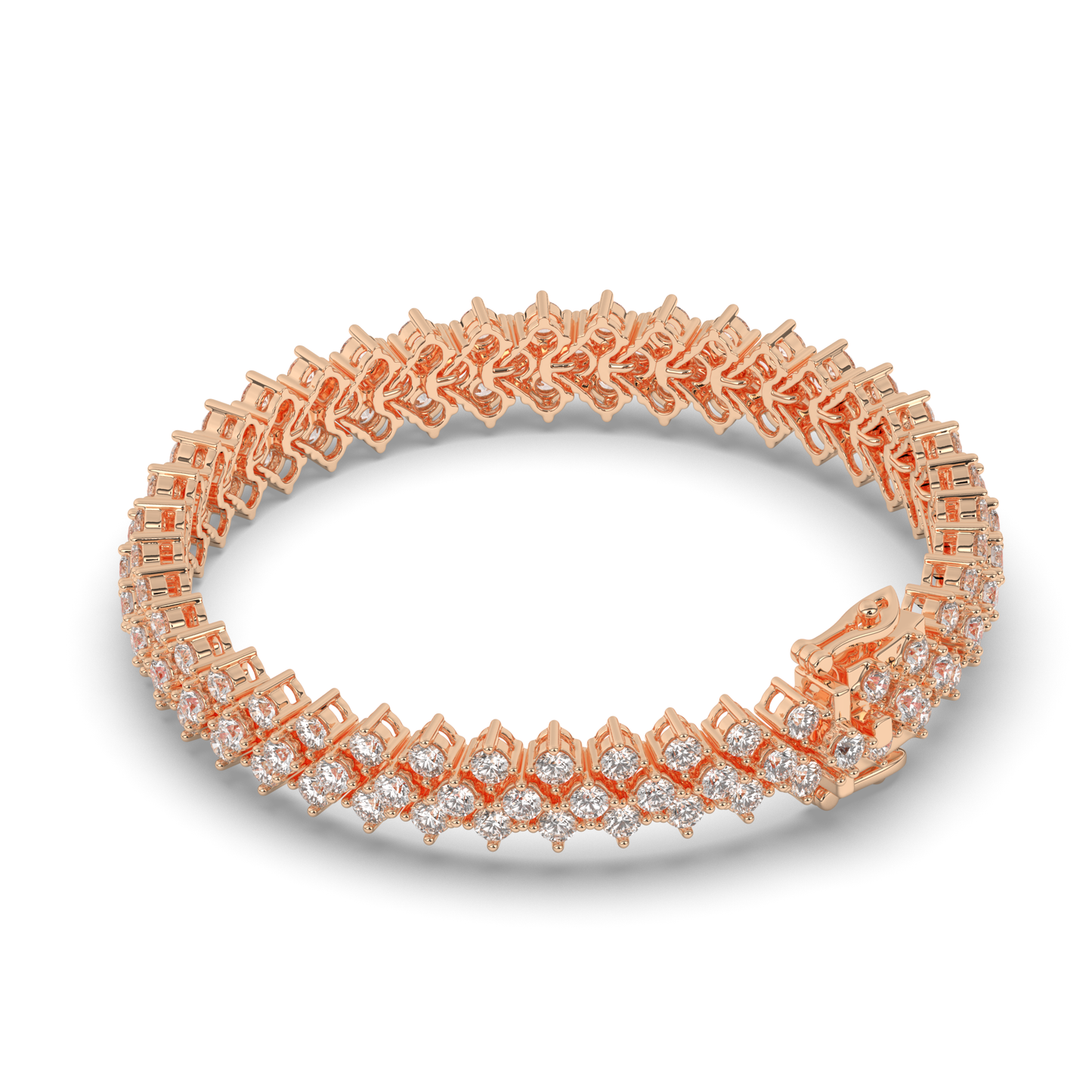 Multi-Row Sterling Tennis Bracelet with Lab-grown Round Diamonds - Pear Jewels