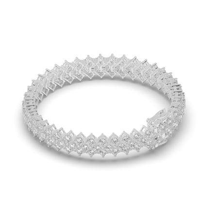 Multi-Row Sterling Tennis Bracelet with Lab-grown Round Diamonds - Pear Jewels