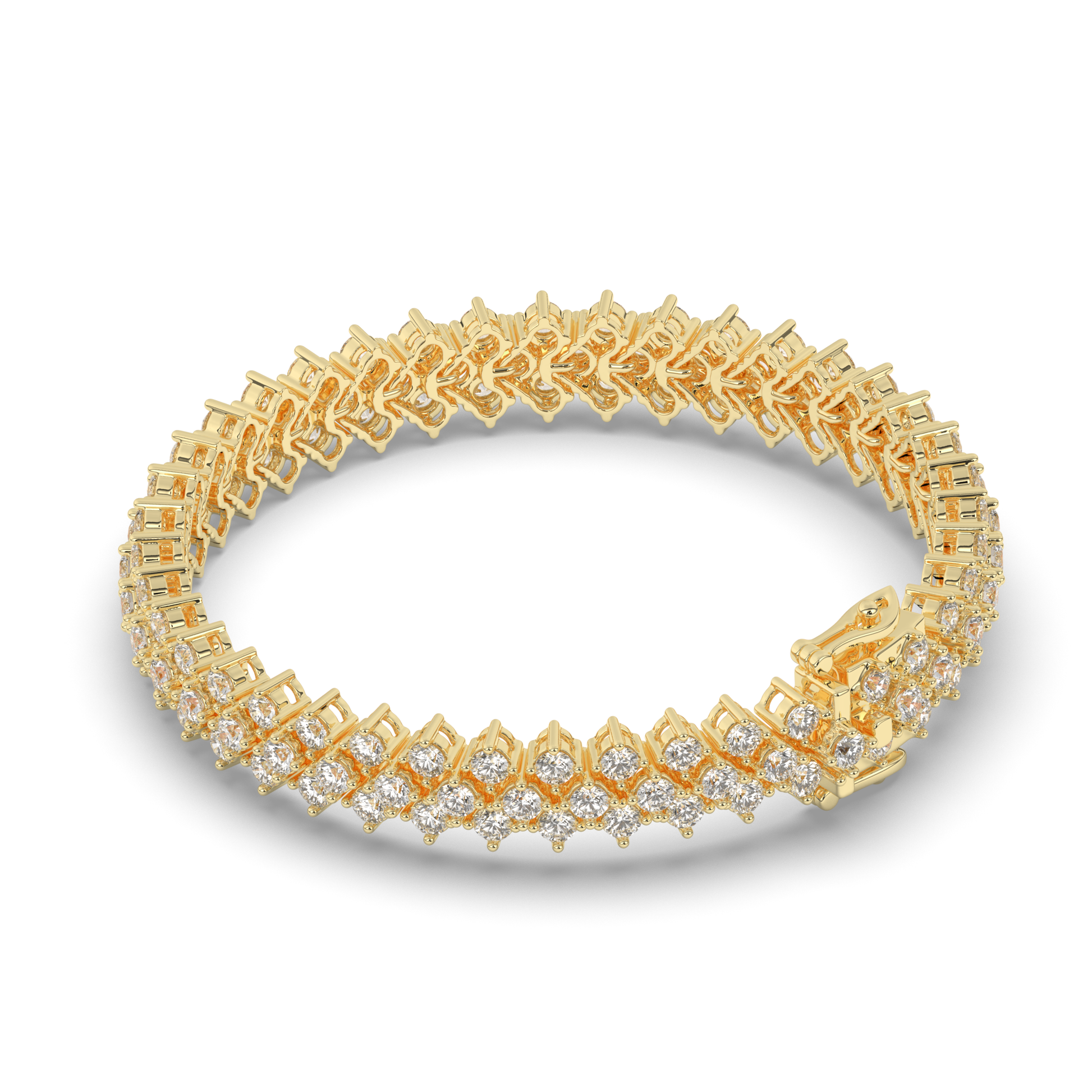 Multi-Row Sterling Tennis Bracelet with Lab-grown Round Diamonds - Pear Jewels
