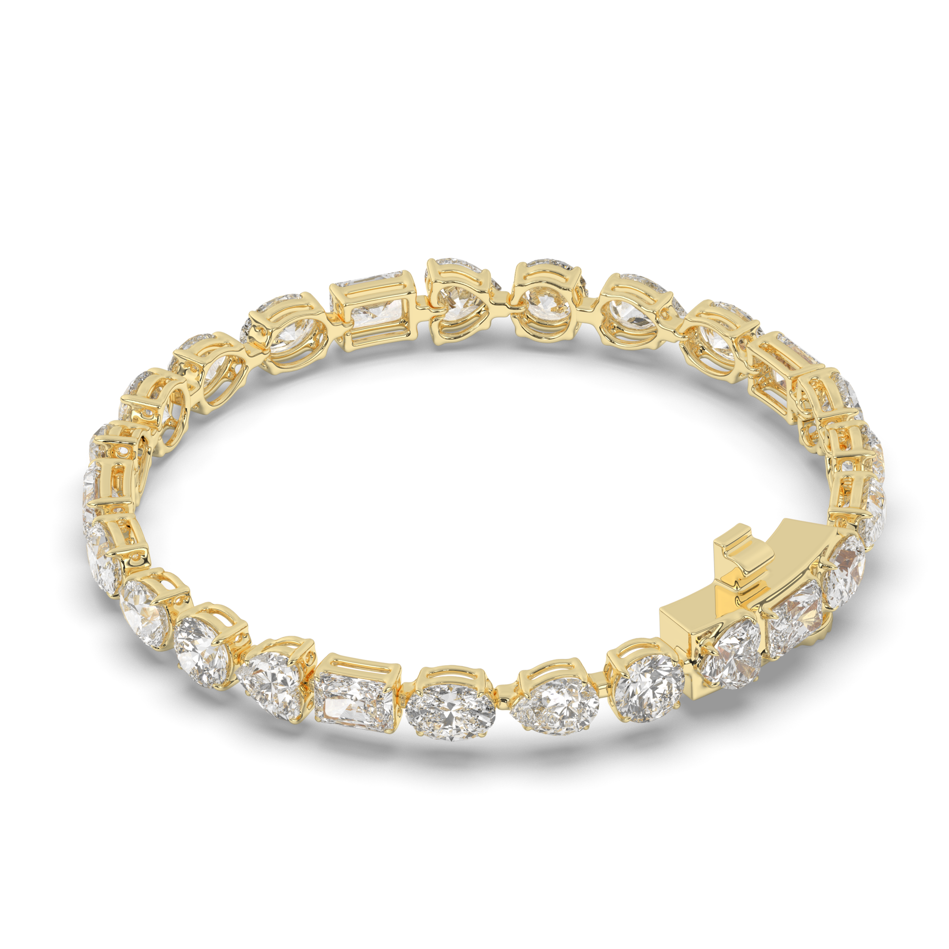 Multi-Shaped Lab-grown Diamond Tennis Bracelet - Pear Jewels