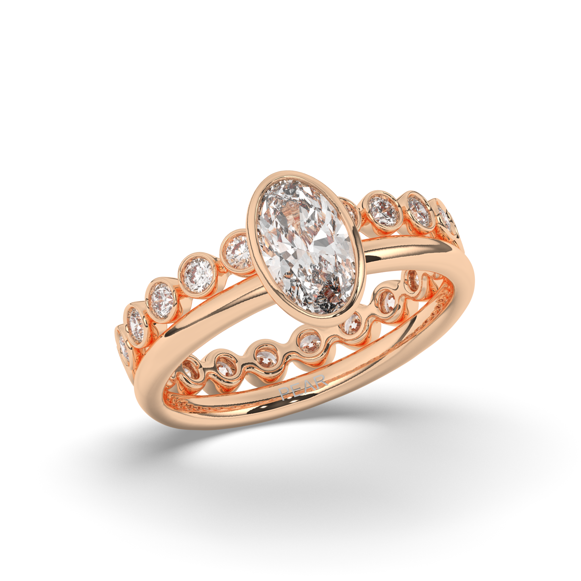 Oval Bezel Wedding Ring - Pear Jewels