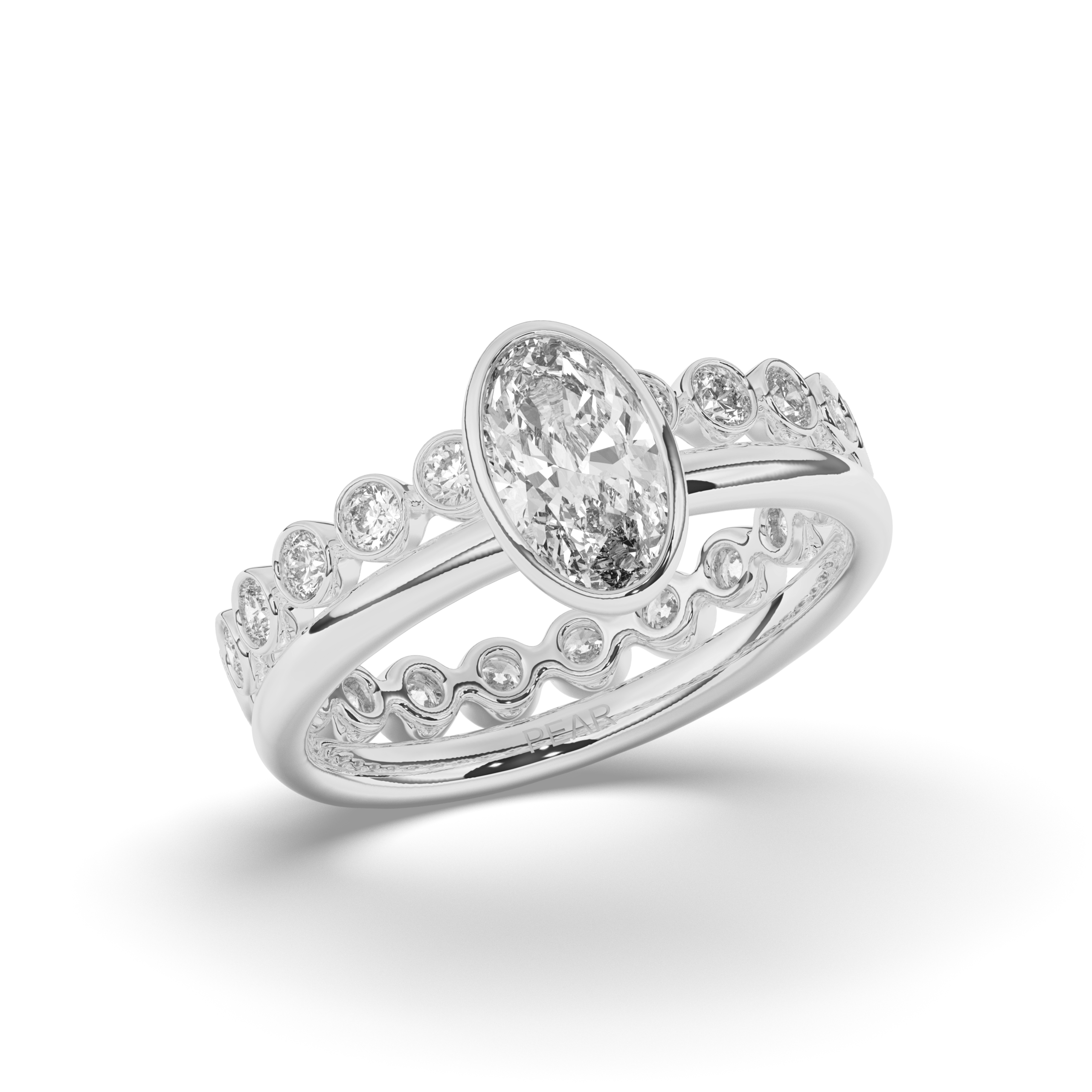 Oval Bezel Wedding Ring - Pear Jewels