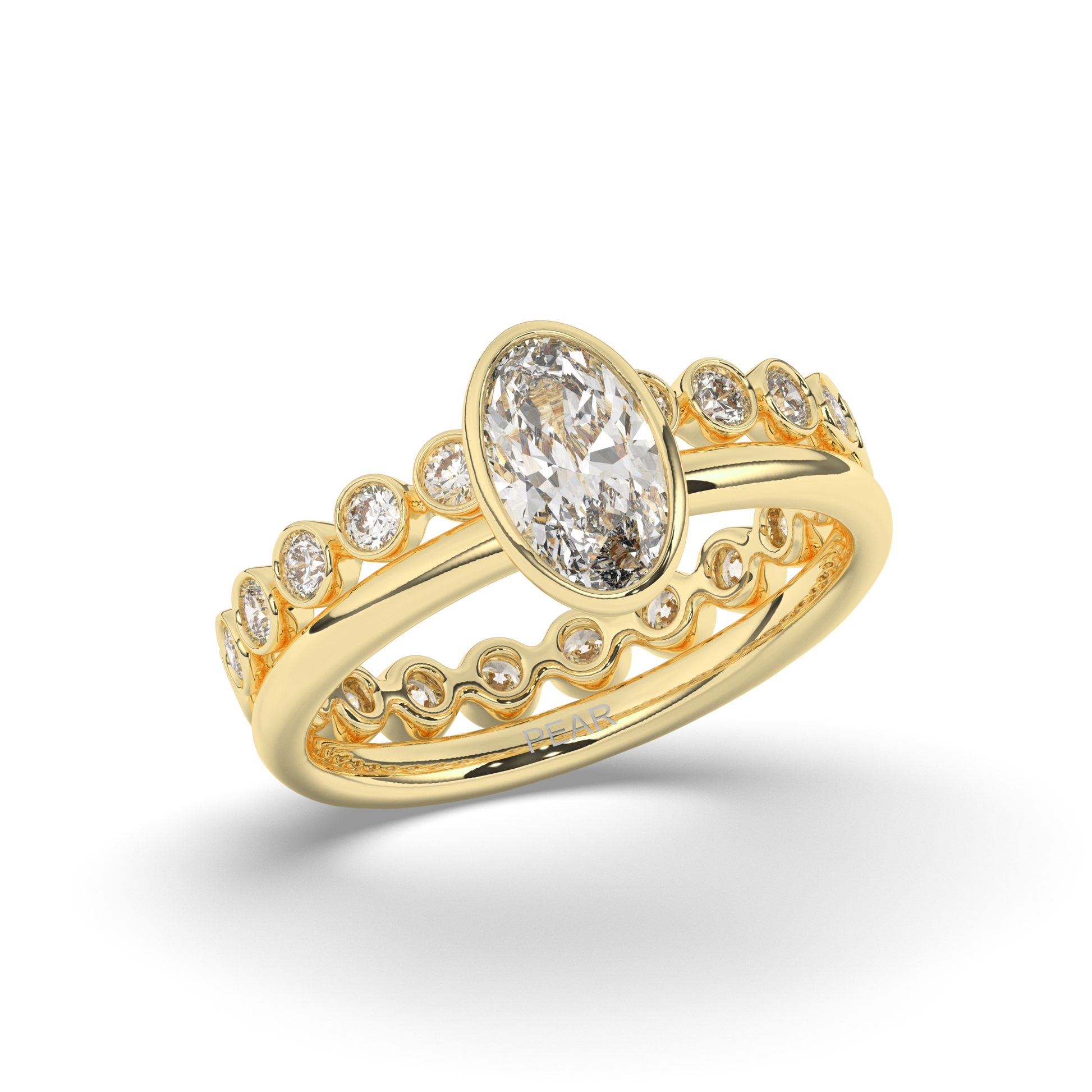 Oval Bezel Wedding Ring - Pear Jewels