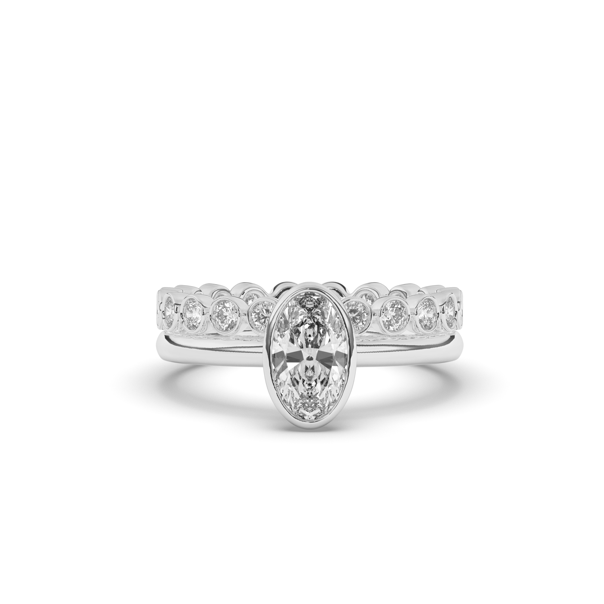Oval Bezel Wedding Ring - Pear Jewels
