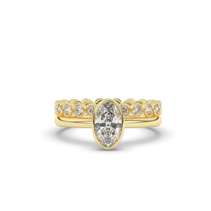 Oval Bezel Wedding Ring - Pear Jewels