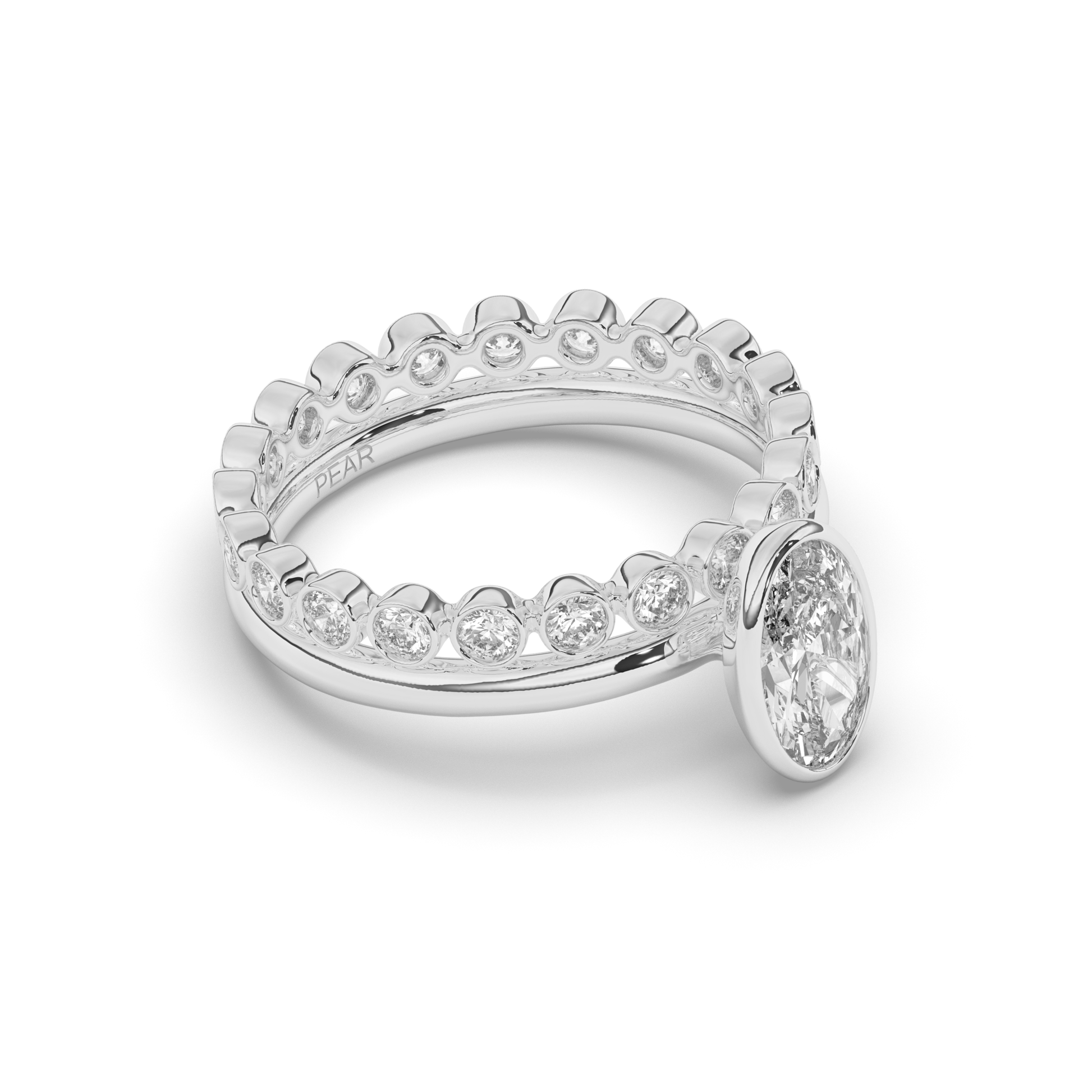 Oval Bezel Wedding Ring - Pear Jewels