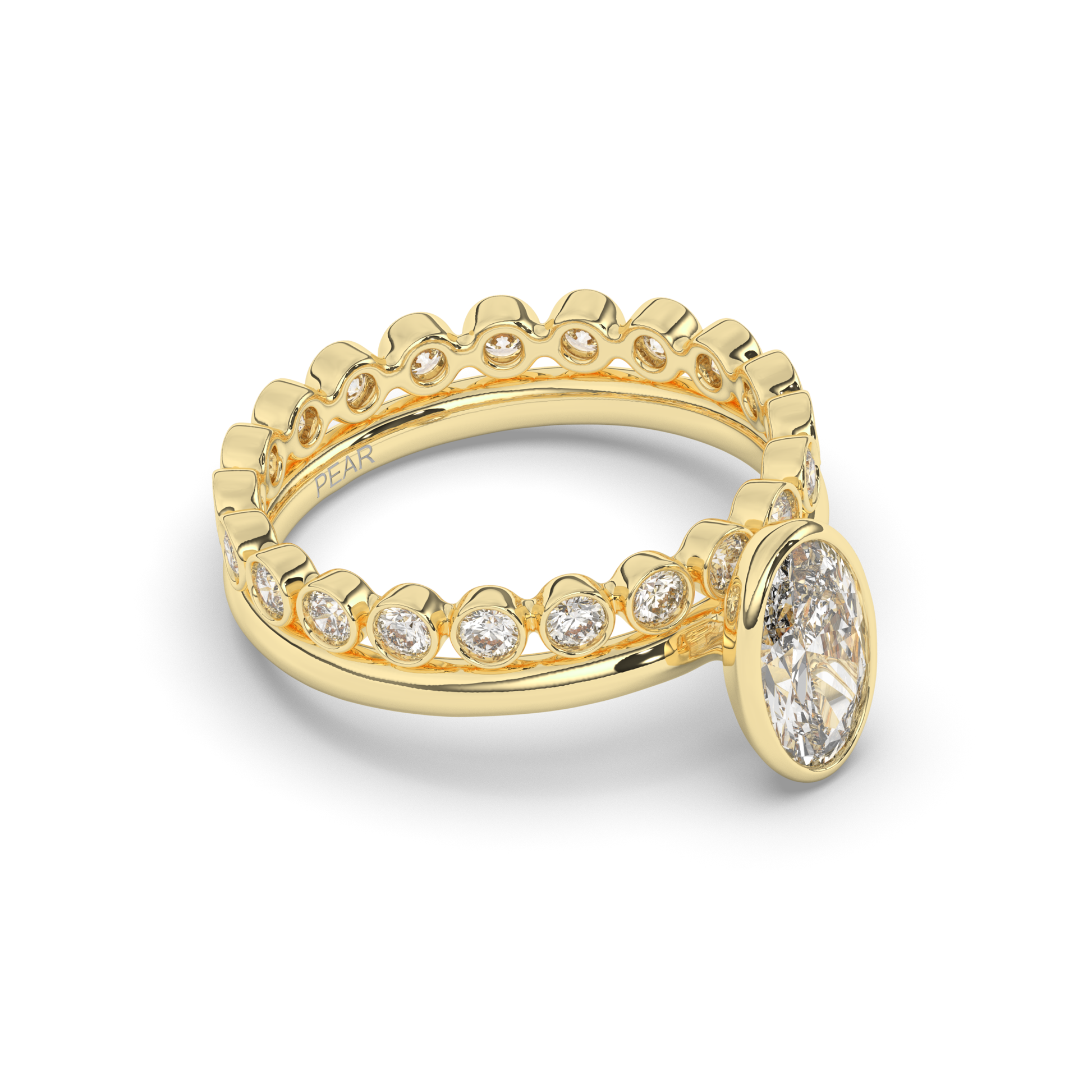Oval Bezel Wedding Ring - Pear Jewels