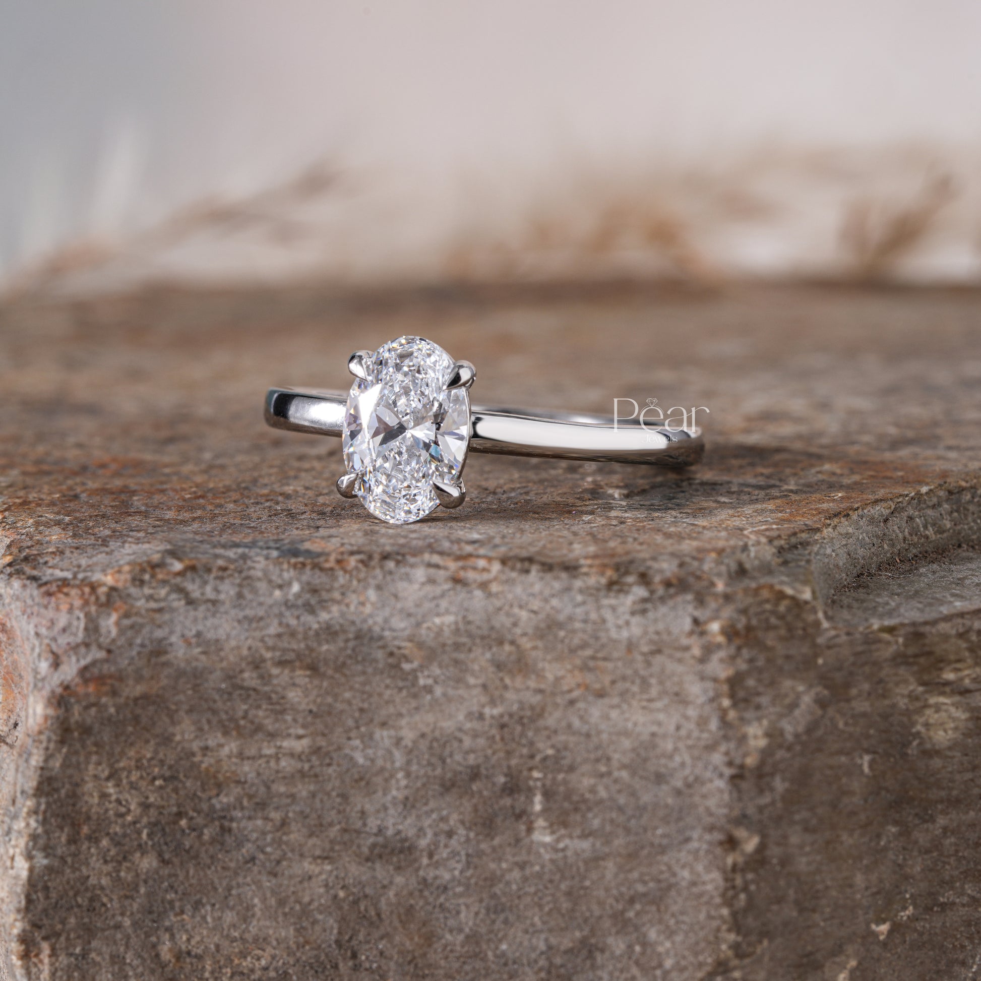 Oval Solitaire Lab Grown Diamond Ring - Pear Jewels
