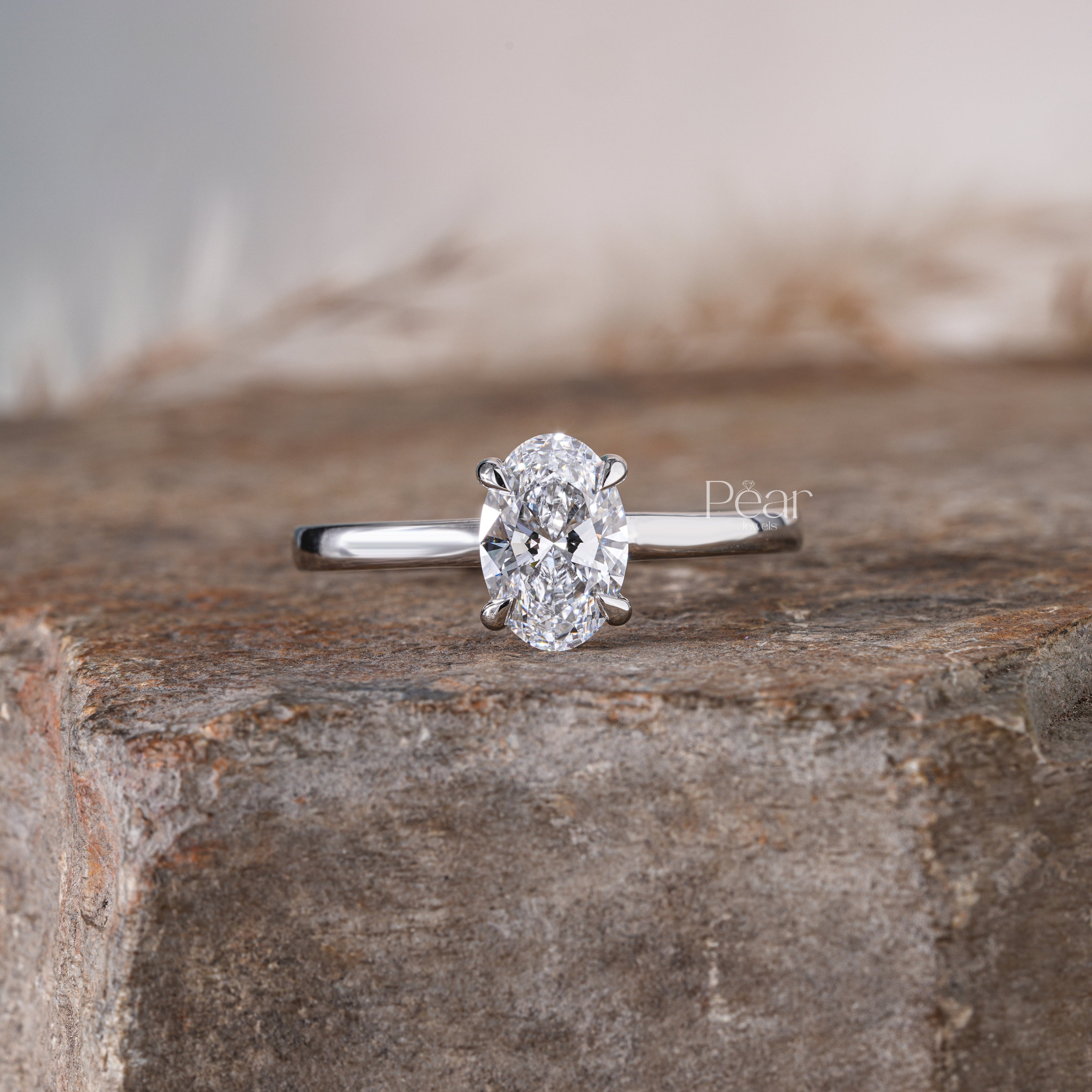 Oval Solitaire Lab Grown Diamond Ring - Pear Jewels