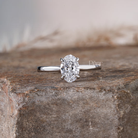 Oval Solitaire Lab Grown Diamond Ring - Pear Jewels