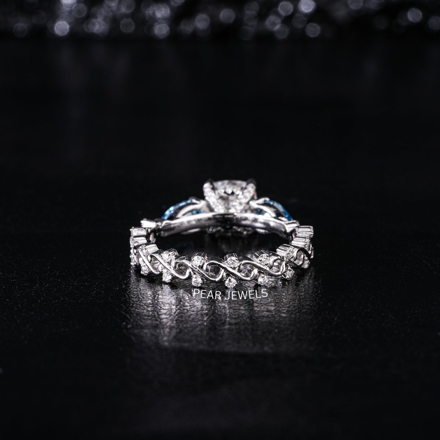 1.00Ct Cushion & Pear Fancy Labgrown Diamond Ring