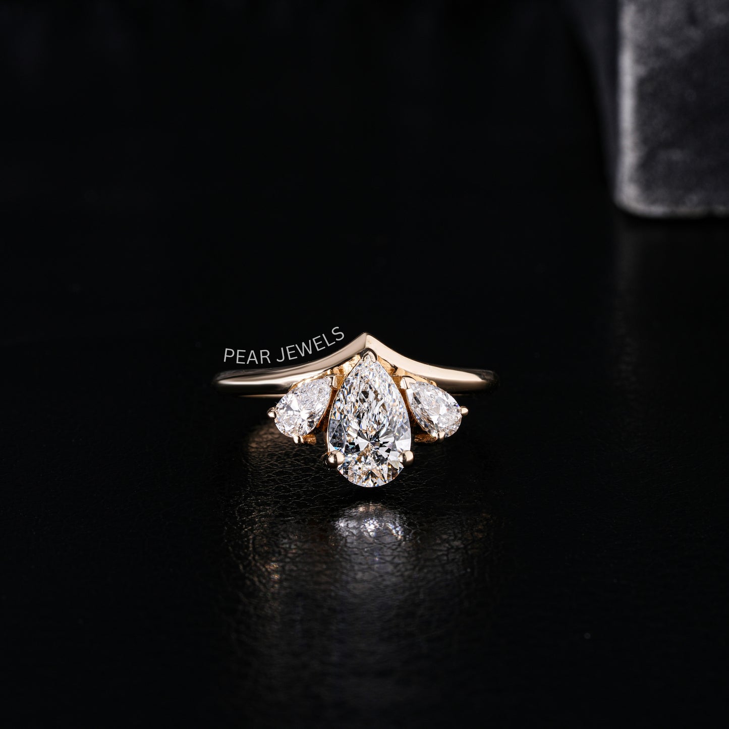 1.0Ct Pear Three Stone Fancy Labgrown Diamond Ring