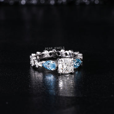 1.00Ct Cushion & Pear Fancy Labgrown Diamond Ring