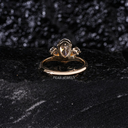 1.0Ct Pear Three Stone Fancy Labgrown Diamond Ring