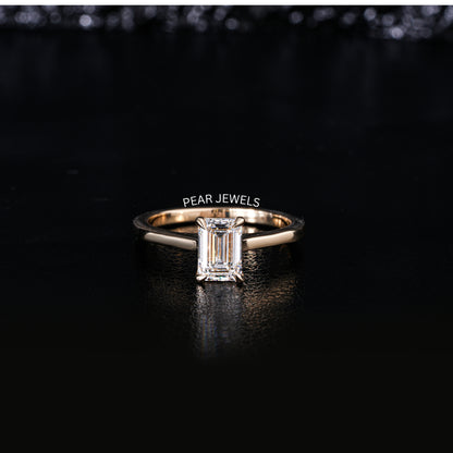 1.5ct Emerald Solitaire Labgrown Diamond Ring