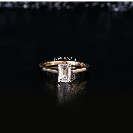 1.5ct Emerald Solitaire Labgrown Diamond Ring