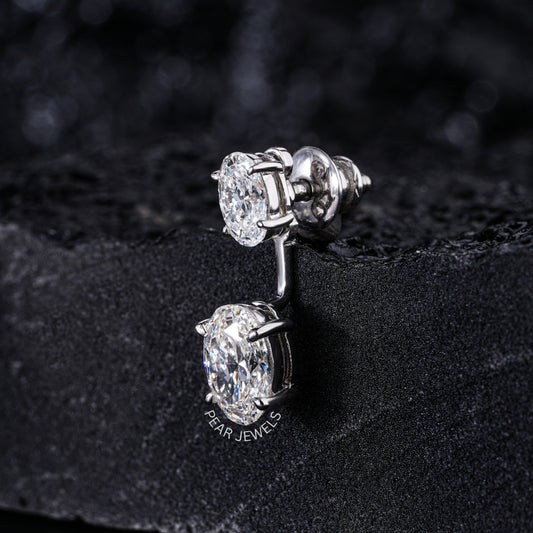 1.0ct + 0.5ct Two in one Oval Labgrown Diamond Studs - Pear Jewels