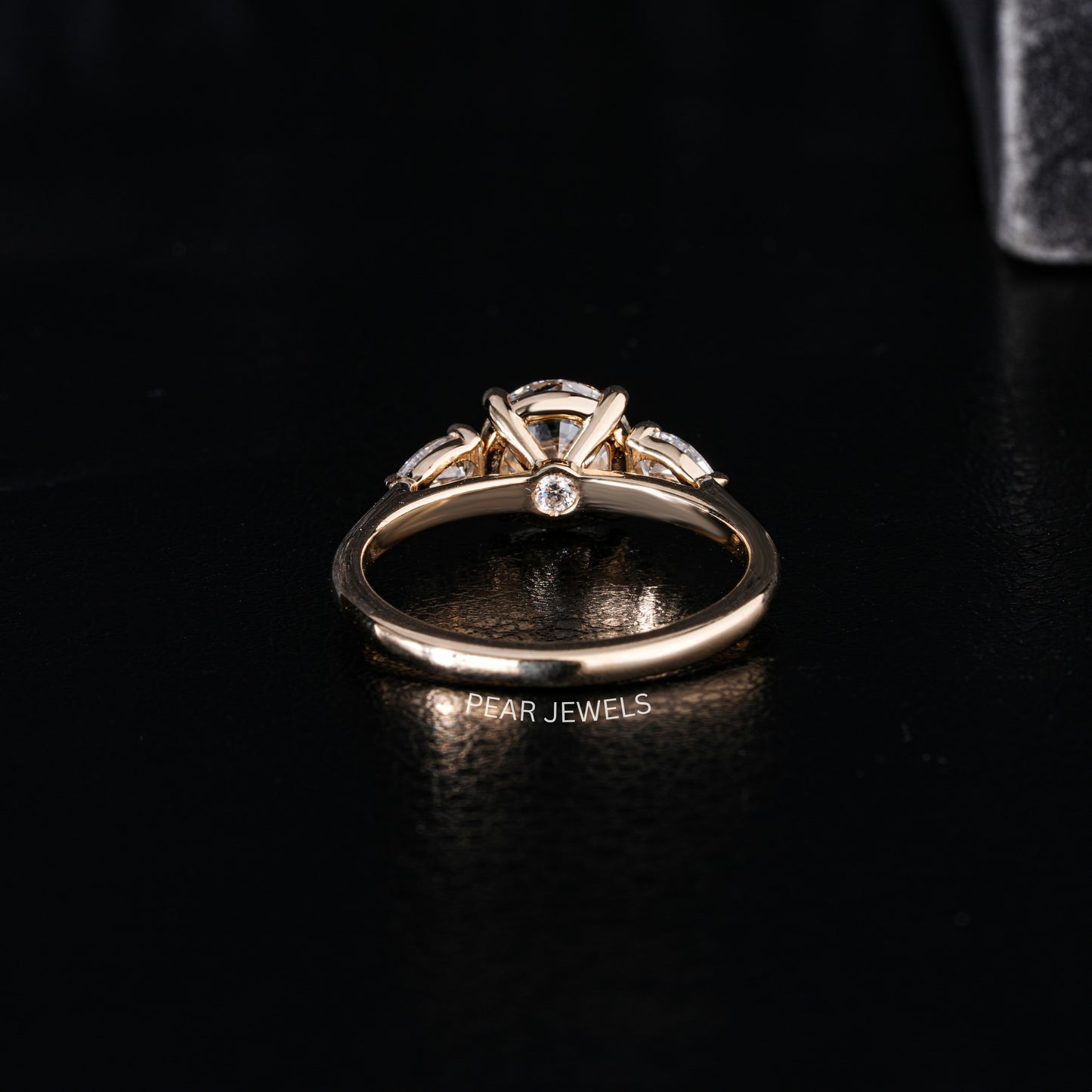 1.5Ct Round & Pear Three Stone Labgrown Diamond Engagement Ring