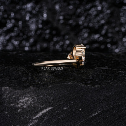 1.0Ct Pear Three Stone Fancy Labgrown Diamond Ring