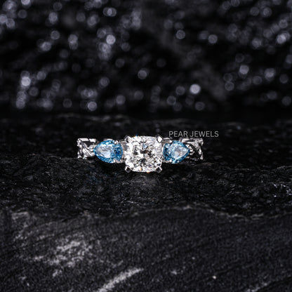 1.00Ct Cushion & Pear Fancy Labgrown Diamond Ring
