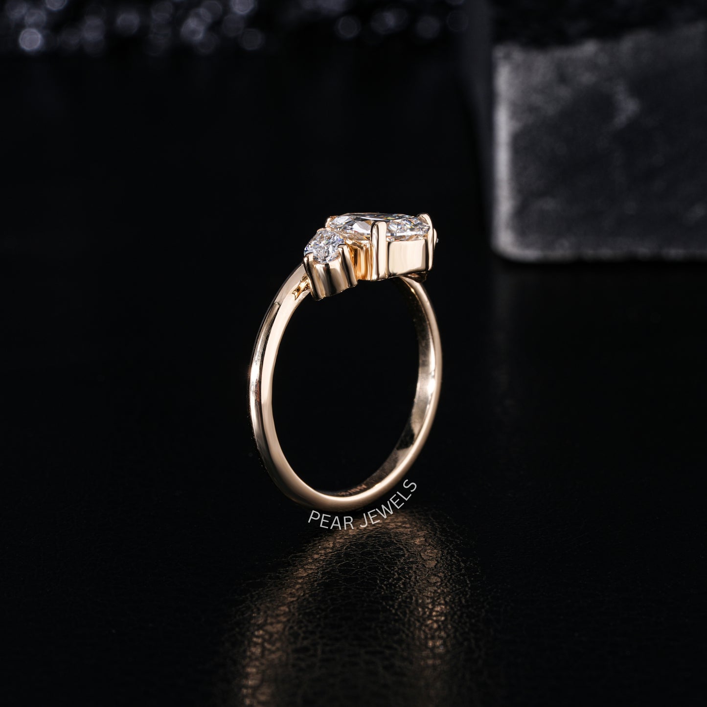 1.0Ct Pear Three Stone Fancy Labgrown Diamond Ring