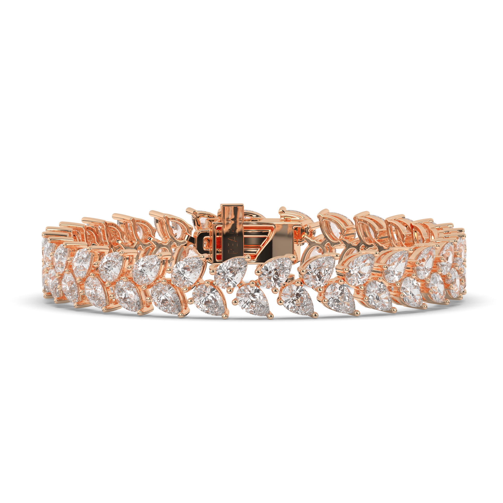 Pear Cut Lab-Grown Diamond Tennis Wreath & Leaf Garland Bracelet - Pear Jewels