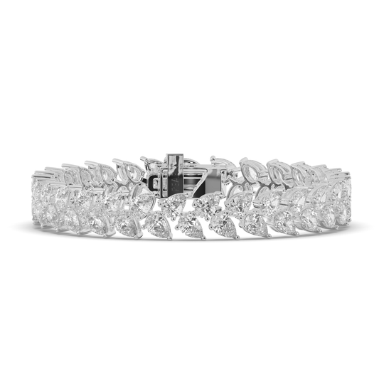 Pear Cut Lab-Grown Diamond Tennis Wreath & Leaf Garland Bracelet - Pear Jewels