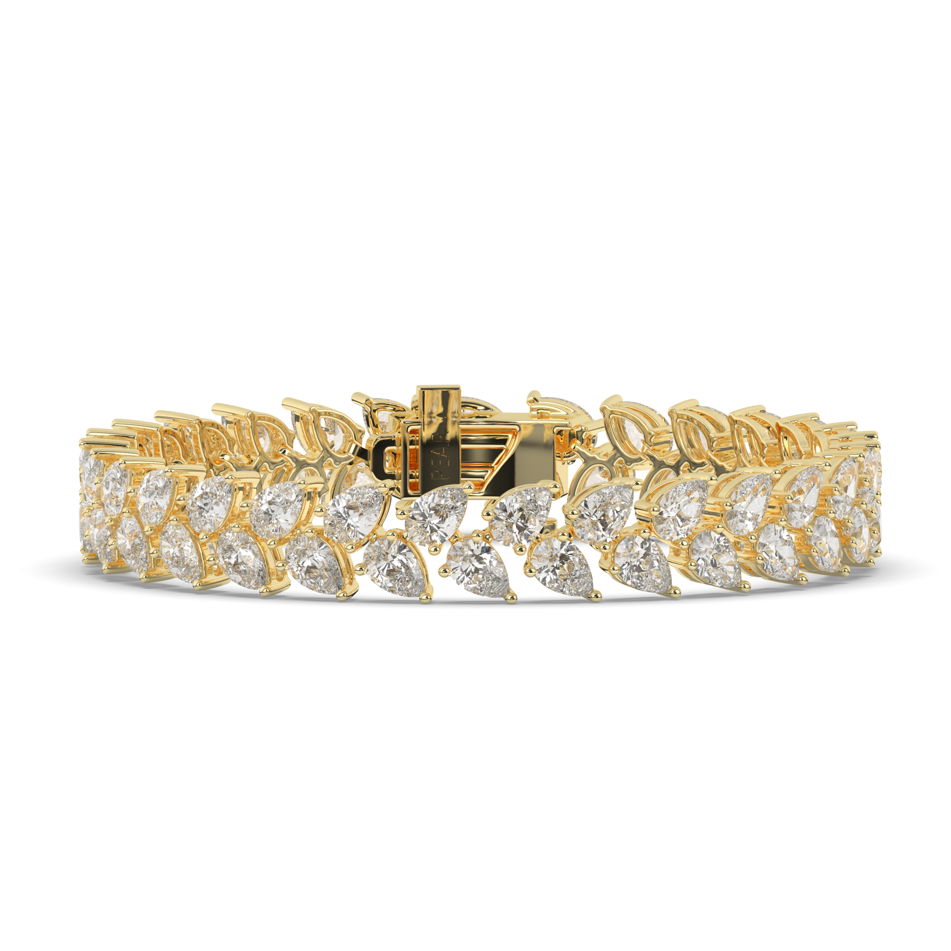 Pear Cut Lab-Grown Diamond Tennis Wreath & Leaf Garland Bracelet - Pear Jewels