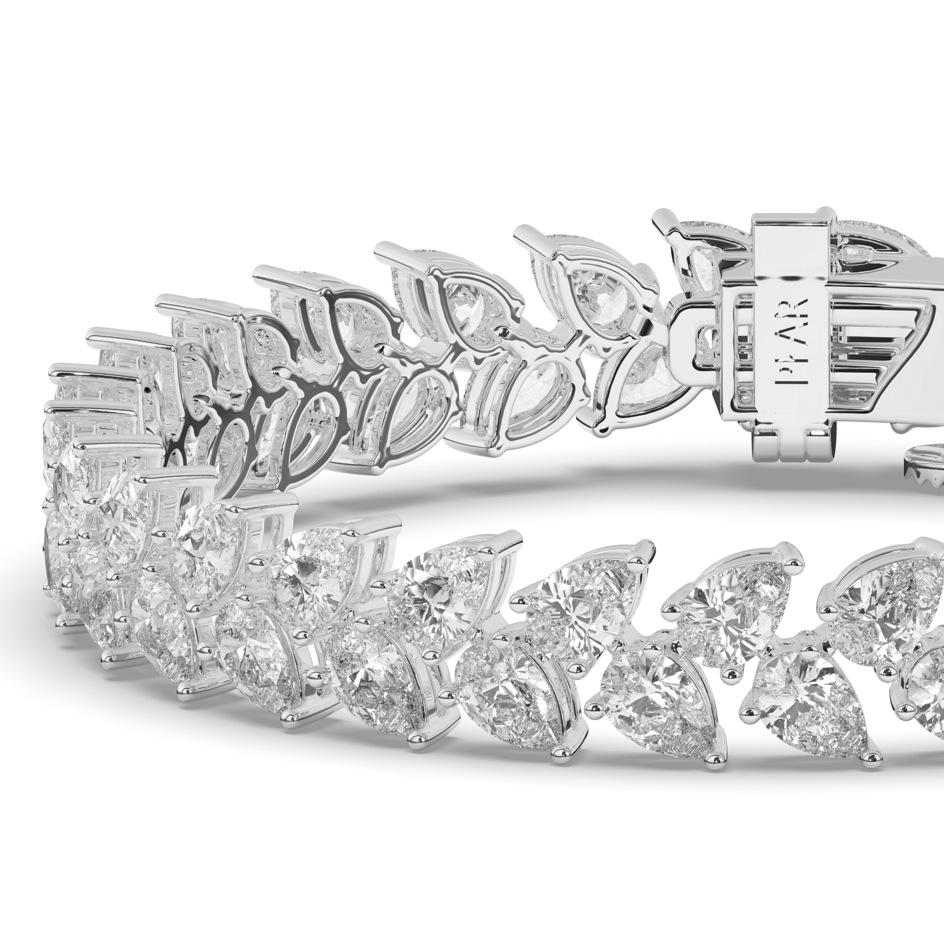 Pear Cut Lab-Grown Diamond Tennis Wreath & Leaf Garland Bracelet - Pear Jewels