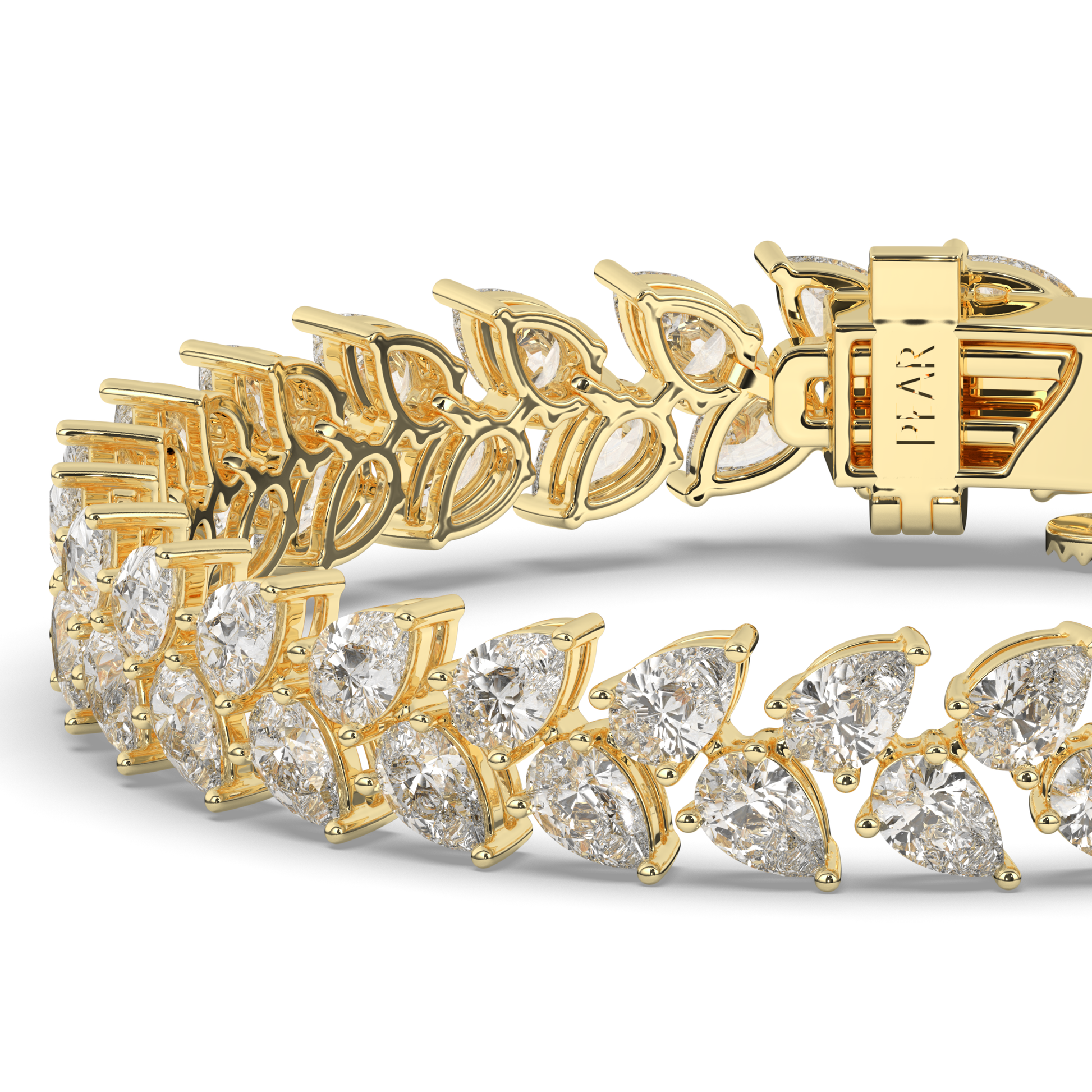 Pear Cut Lab-Grown Diamond Tennis Wreath & Leaf Garland Bracelet - Pear Jewels