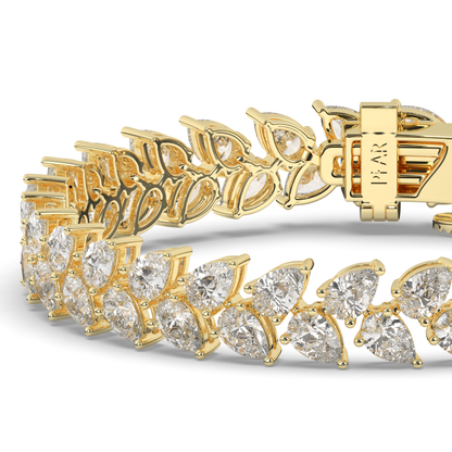 Pear Cut Lab-Grown Diamond Tennis Wreath & Leaf Garland Bracelet - Pear Jewels