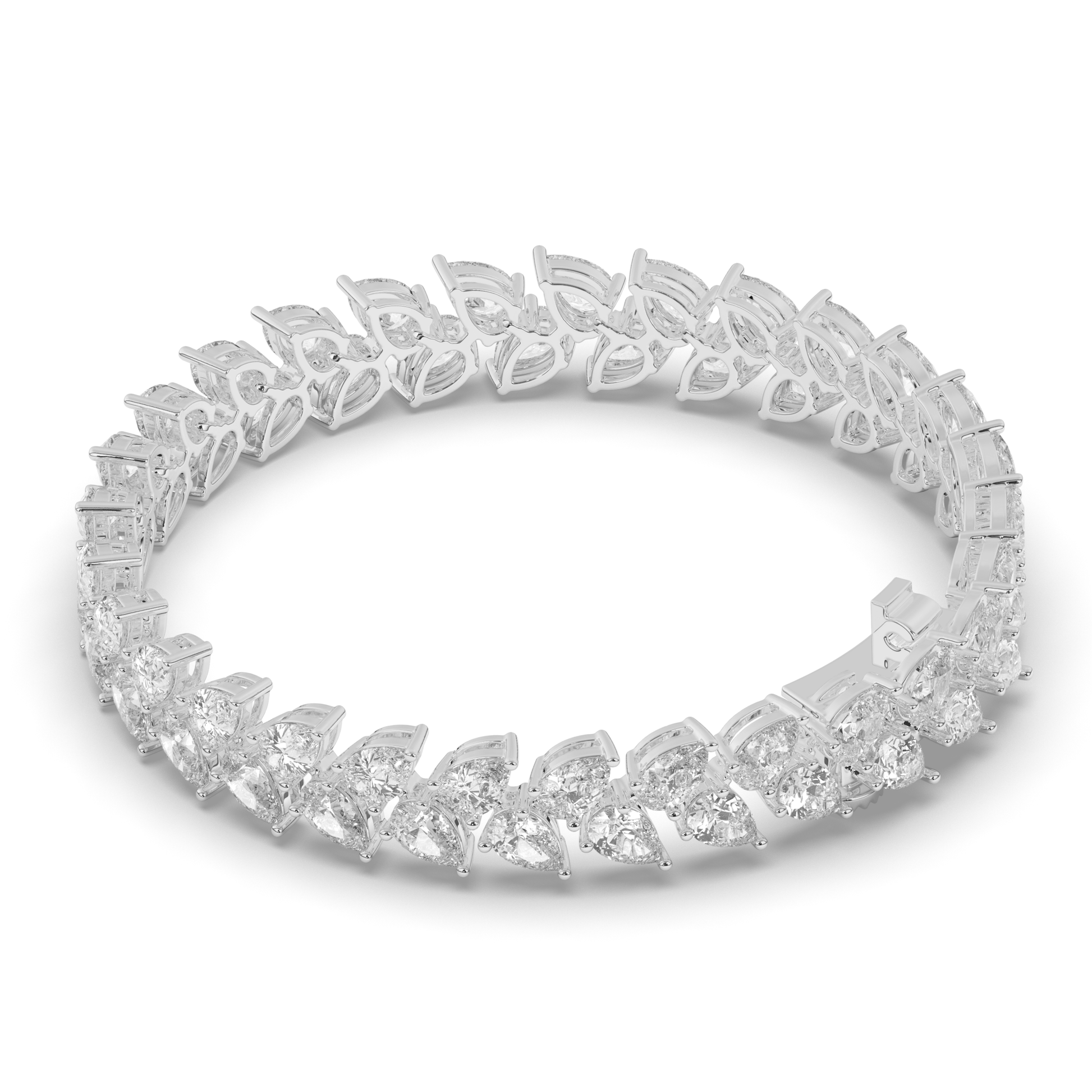 Pear Cut Lab-Grown Diamond Tennis Wreath & Leaf Garland Bracelet - Pear Jewels