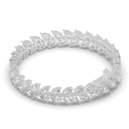 Pear Cut Lab-Grown Diamond Tennis Wreath & Leaf Garland Bracelet - Pear Jewels