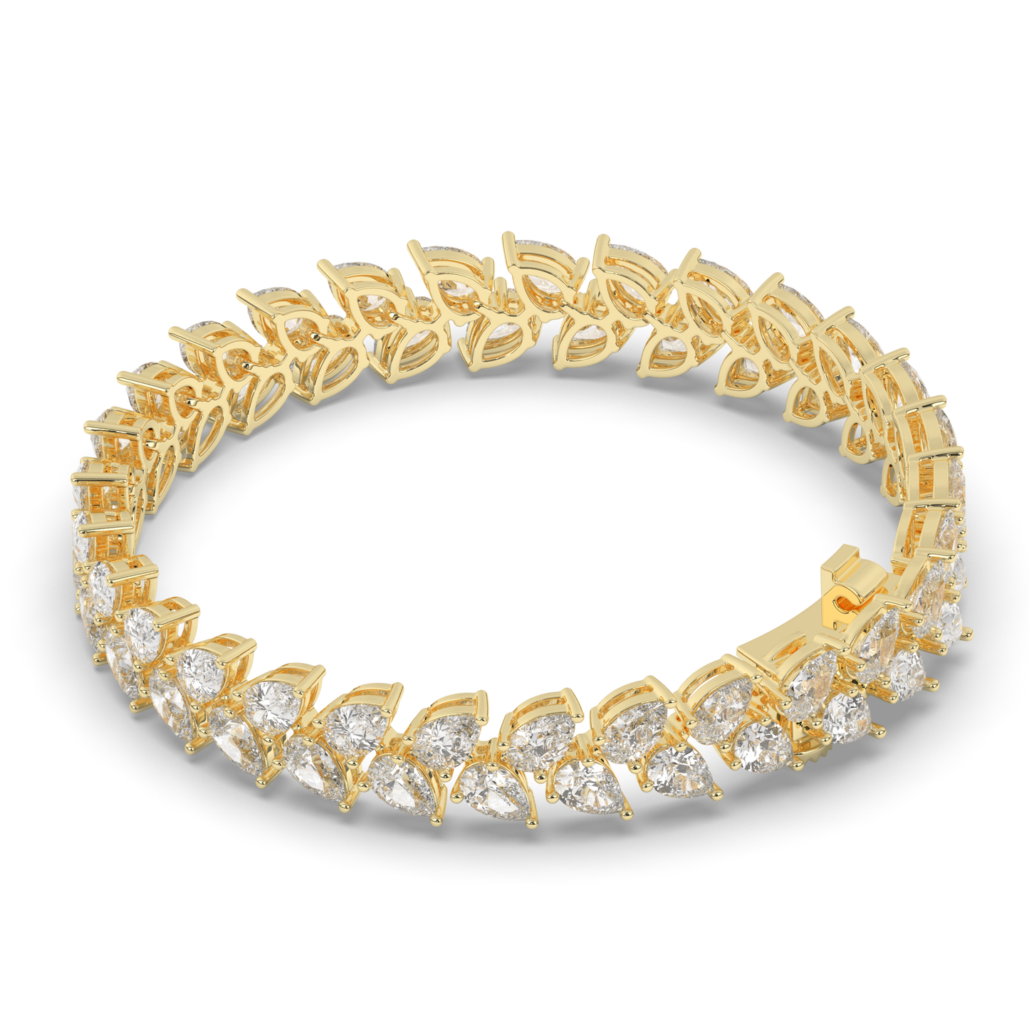 Pear Cut Lab-Grown Diamond Tennis Wreath & Leaf Garland Bracelet - Pear Jewels