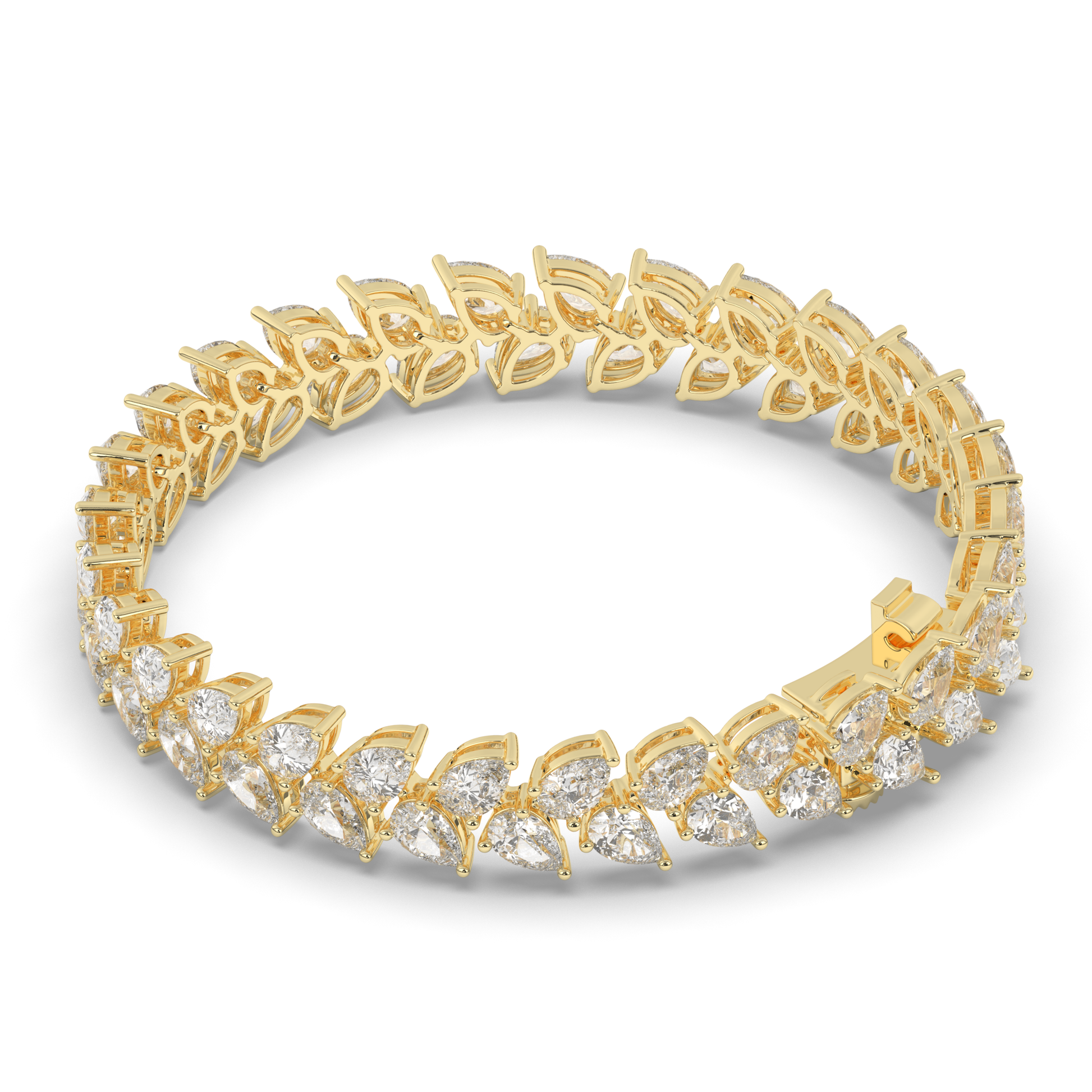Pear Cut Lab-Grown Diamond Tennis Wreath & Leaf Garland Bracelet - Pear Jewels