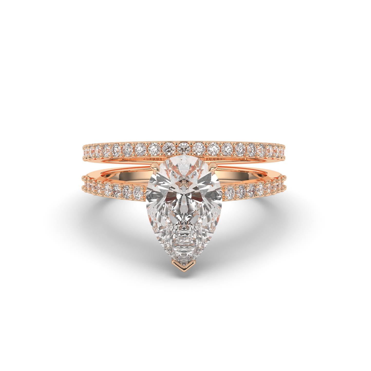 Pear Lab-grown Diamond Parallel Split Wedding Band - Pear Jewels