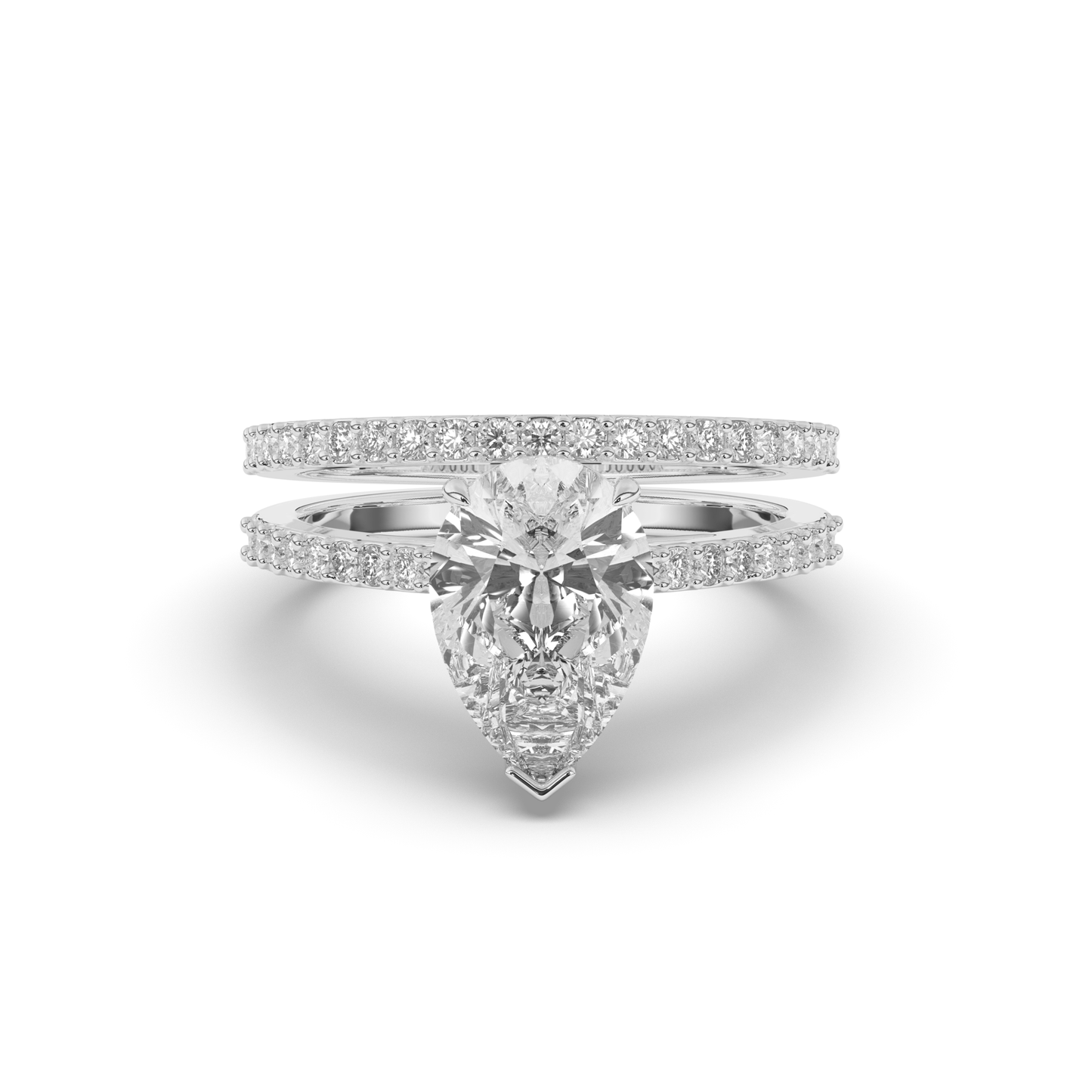 Pear Lab-grown Diamond Parallel Split Wedding Band - Pear Jewels