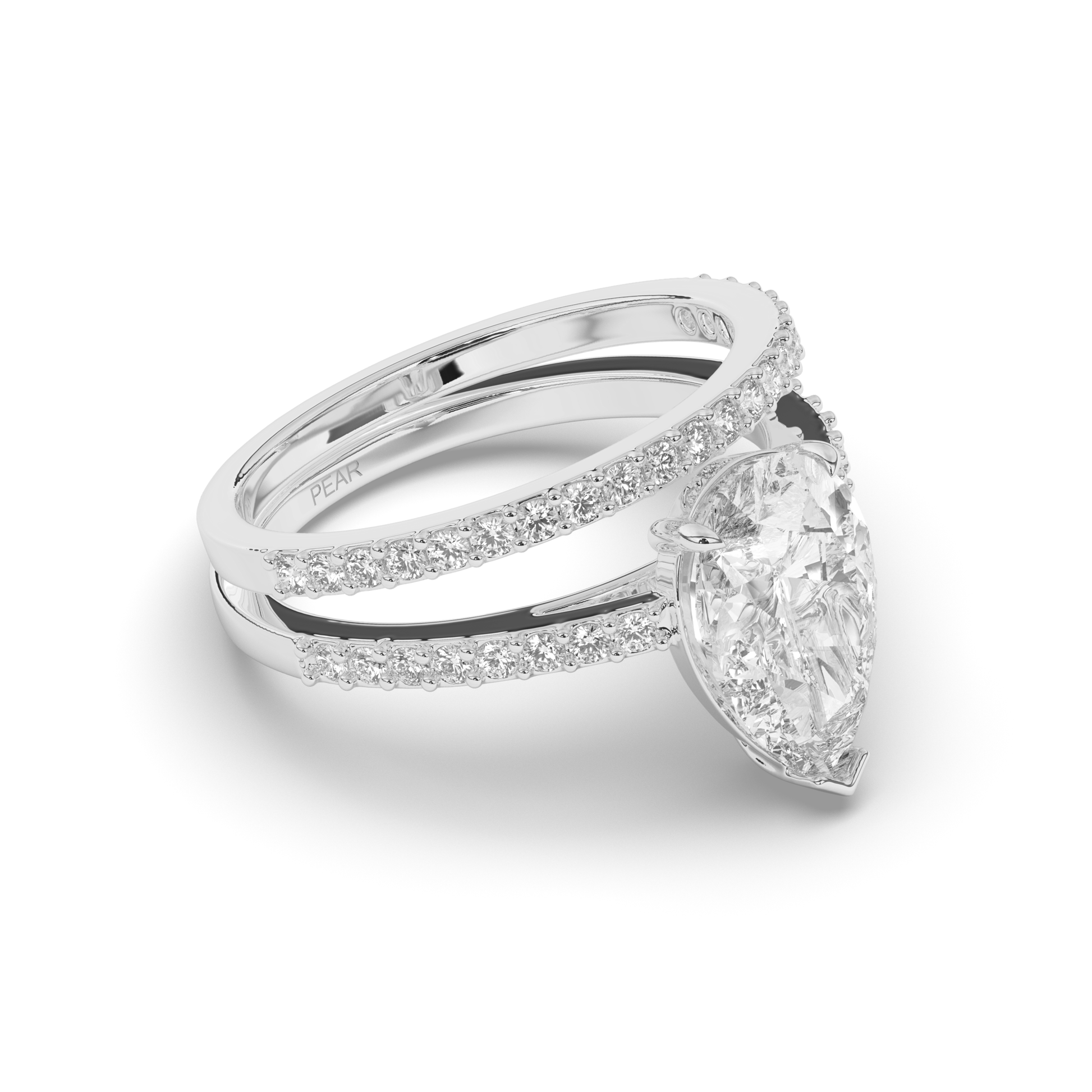 Pear Lab-grown Diamond Parallel Split Wedding Band - Pear Jewels