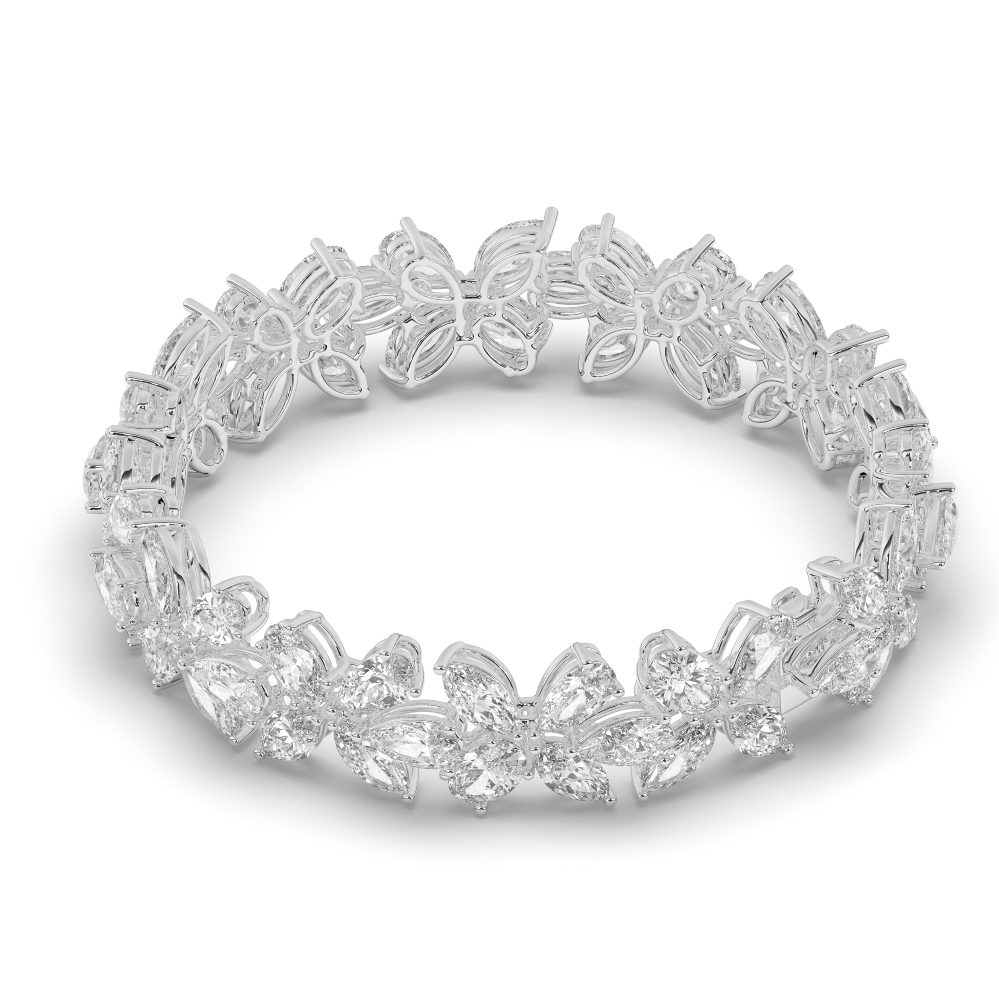 Pear Shaped Butterflyl Lab grown Diamond Fashion Tennis Bracelet - Pear Jewels