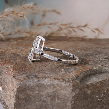 Pear Three-Stone Tapered Baguette Lab-Grown Diamond Ring - Pear Jewels